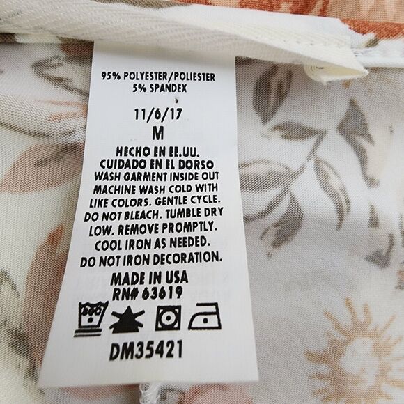 French Laundry Womens Top Blouse Medium Floral 3/4 Bell Sleeve Polyester Stretch - Picture 9 of 9